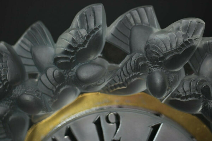 Rene Lalique Frosted Glass Roitelets Clock