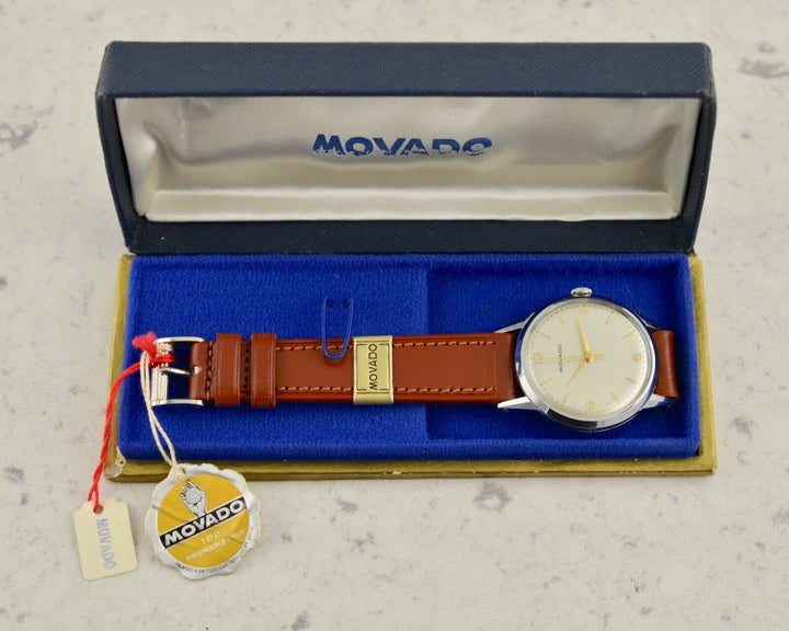 1960年　モバードヴィンテージウォッチ（NOS）　カラトラバ MOVADO Calatrava スチール製　箱とタグ付き