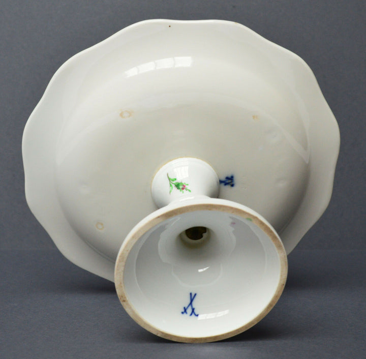 マイセン(Meissen)　脚付きコンポート　ピンクローズ　クナウフ期