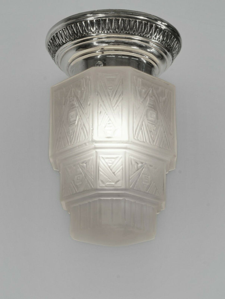 GEORGES LELEU : FRENCH 1930 ART DECO FLUSH MOUNT ...... chandelier lamp pendant