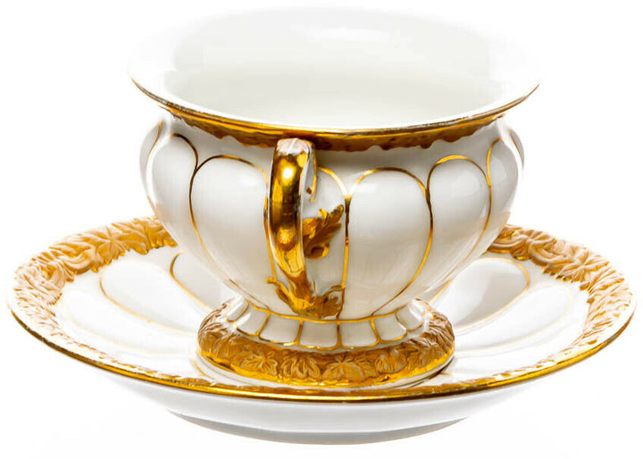 Mokkagedeck Goldbronze Meissen X-Form Modell X37 2. Wahl 1987