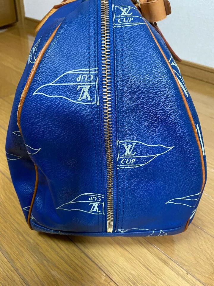 LOUIS VUITTON Sac Plein Air Long BAG CUP 1992 BLUE LEATHER VINTAGE Boston LV221