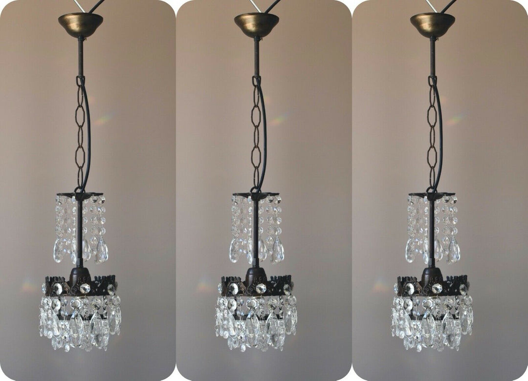 Three Matching Antique Crystal Chandeliers,Vi
