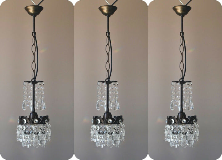 Three Matching Antique Crystal Chandeliers,Vi