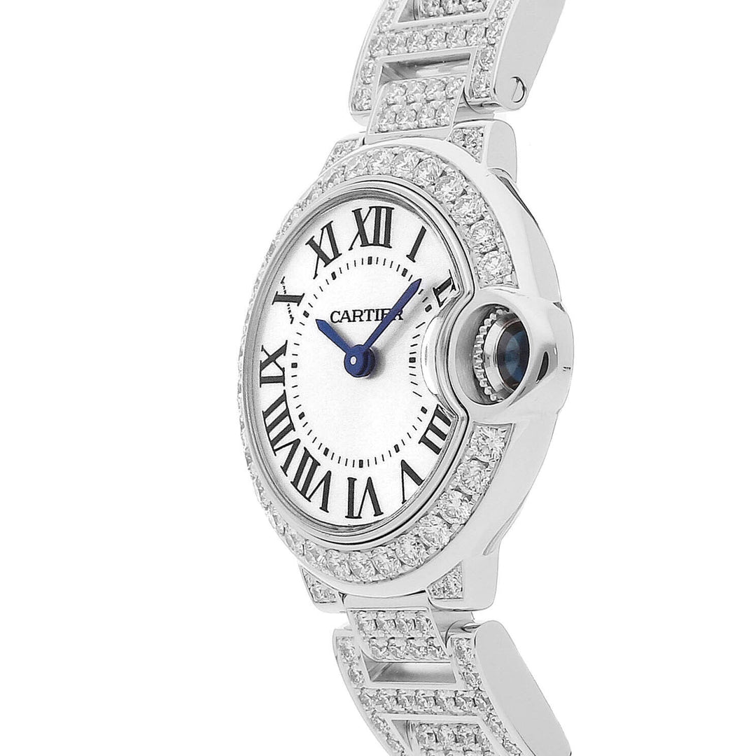 カルティエ バロンブルー ドゥ カルティエ  ホワイトゴールド ダイヤモンド クォーツ式レディース腕時計