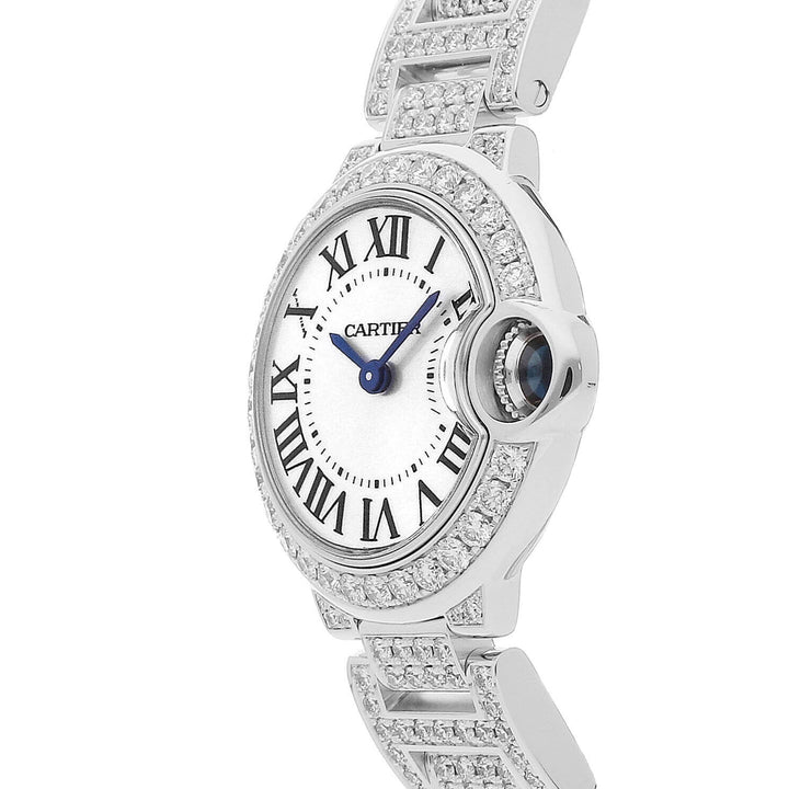 カルティエ バロンブルー ドゥ カルティエ  ホワイトゴールド ダイヤモンド クォーツ式レディース腕時計