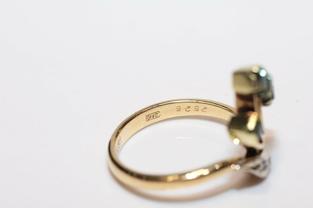 オリジナル 18K ナチュラルダイヤモンドとエメラルドのロシアンリング