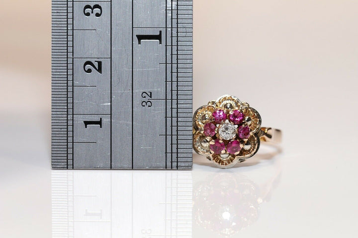 アンティーク 18K ナチュラルダイヤモンドとルビーのヴィクトリアンリング