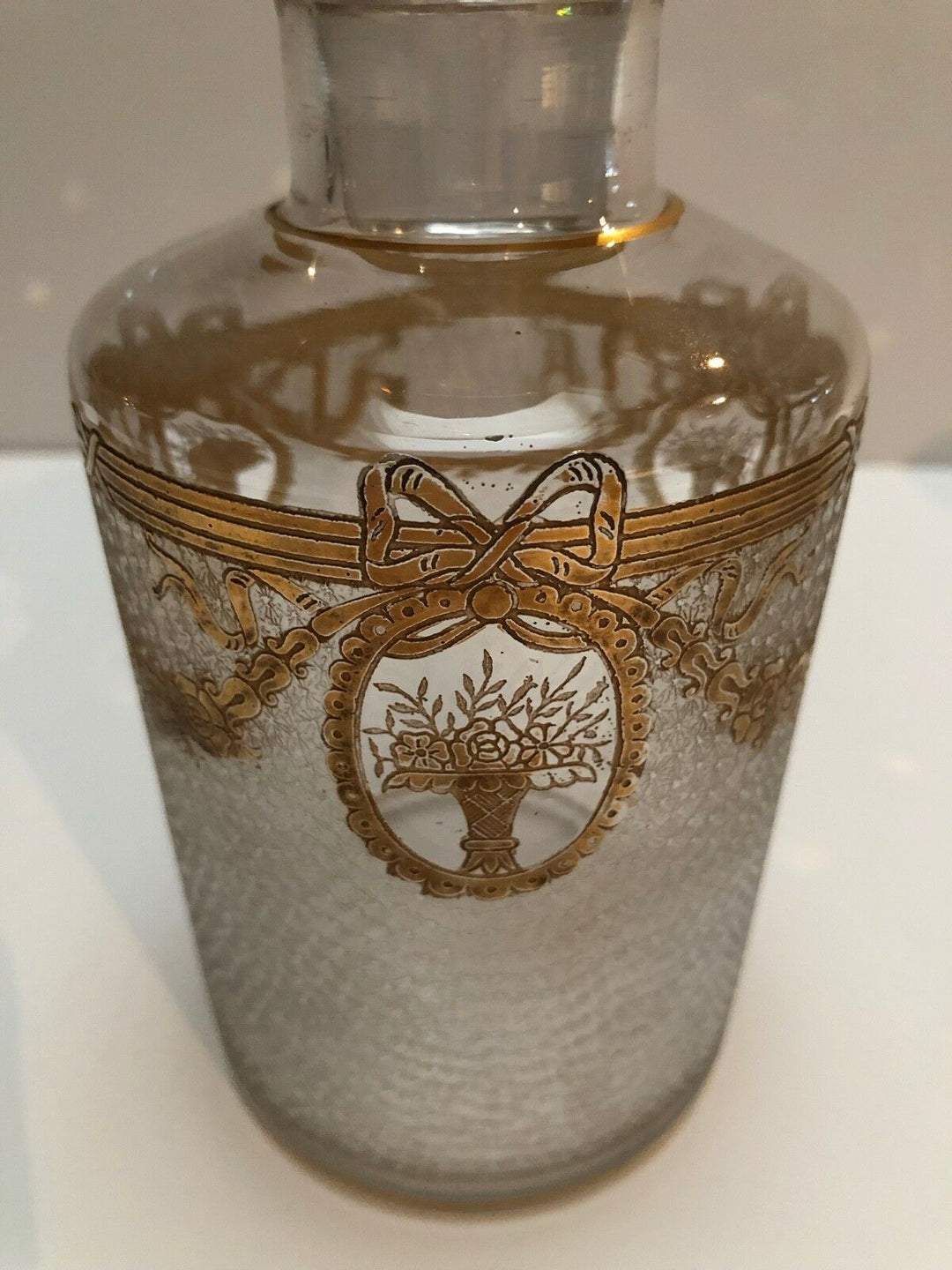BACCARAT givré bouteilles de parfum avec des Or GUIRLANDES et FLEURS- afficher le titre d'origine