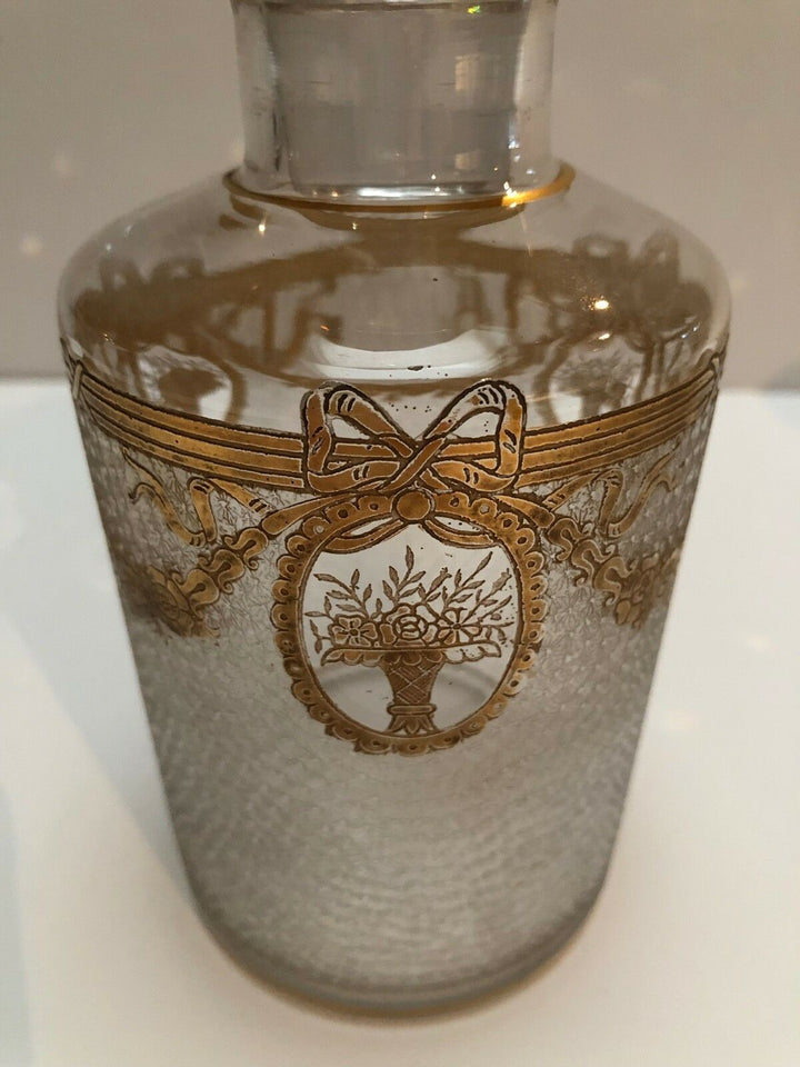 BACCARAT givré bouteilles de parfum avec des Or GUIRLANDES et FLEURS- afficher le titre d'origine