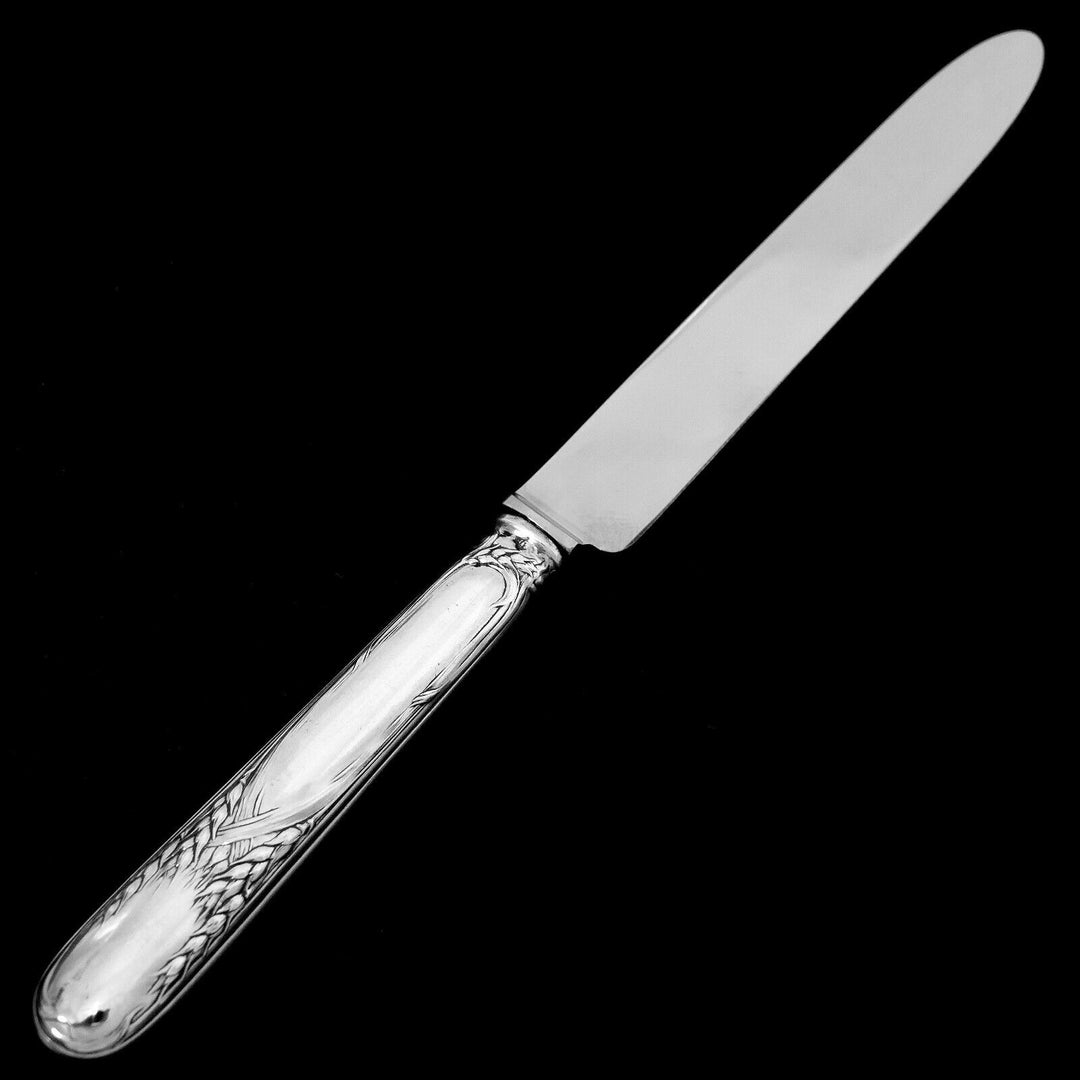 Puiforcat Rare French Sterling Silver Dinner Knife Set 12 Pc, Wheat, Art Nouveau