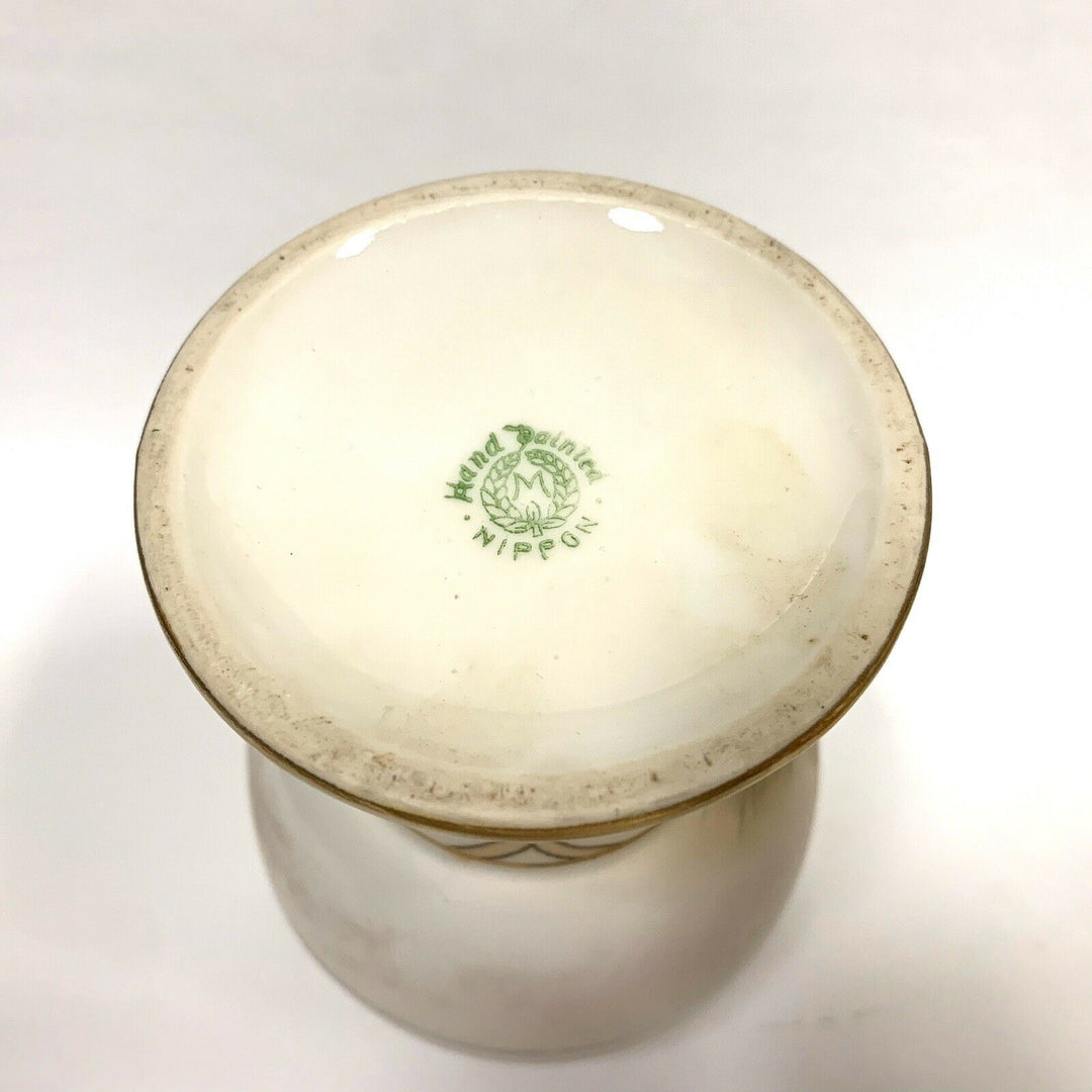 Vintage Nippon Art Deco Vase Hand Painted Morimura Bros Lake w Lotus Tree 6”