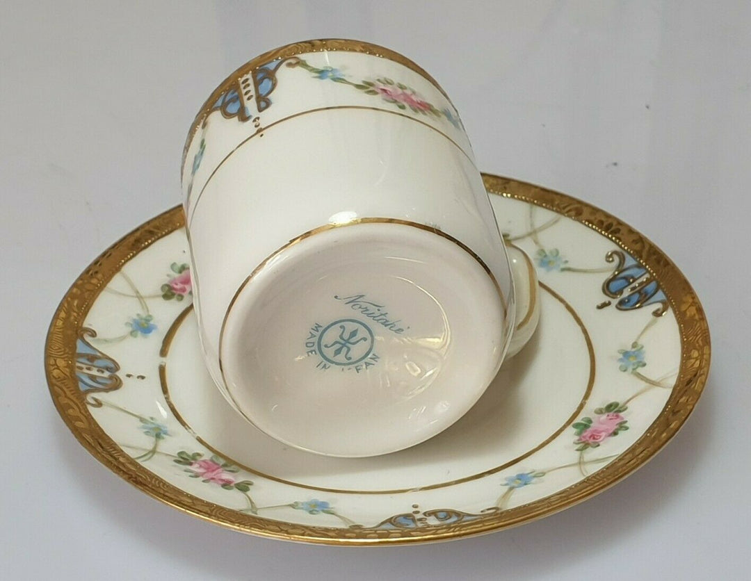 A Wonderful Rare Taisho Period Noritake Art Nouveau Demitasse Cup & Saucer