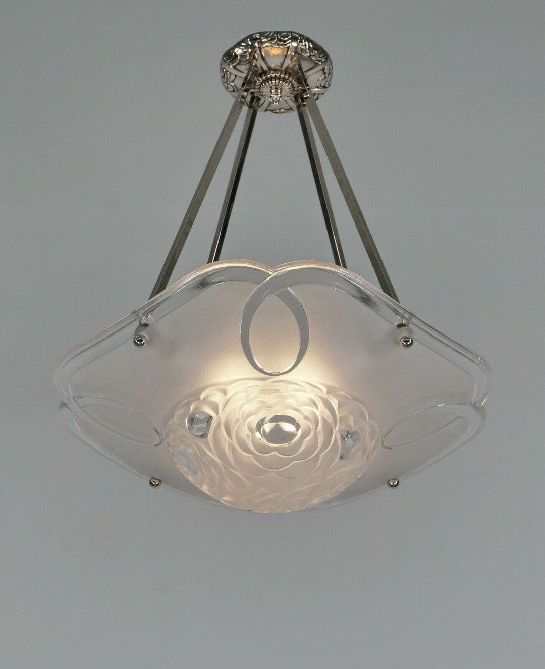 DEGUE : FRENCH 1930 ART DECO PENDANT ......... chandelier lamp muller era France