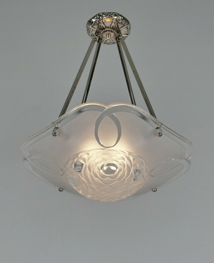 DEGUE : FRENCH 1930 ART DECO PENDANT ......... chandelier lamp muller era France