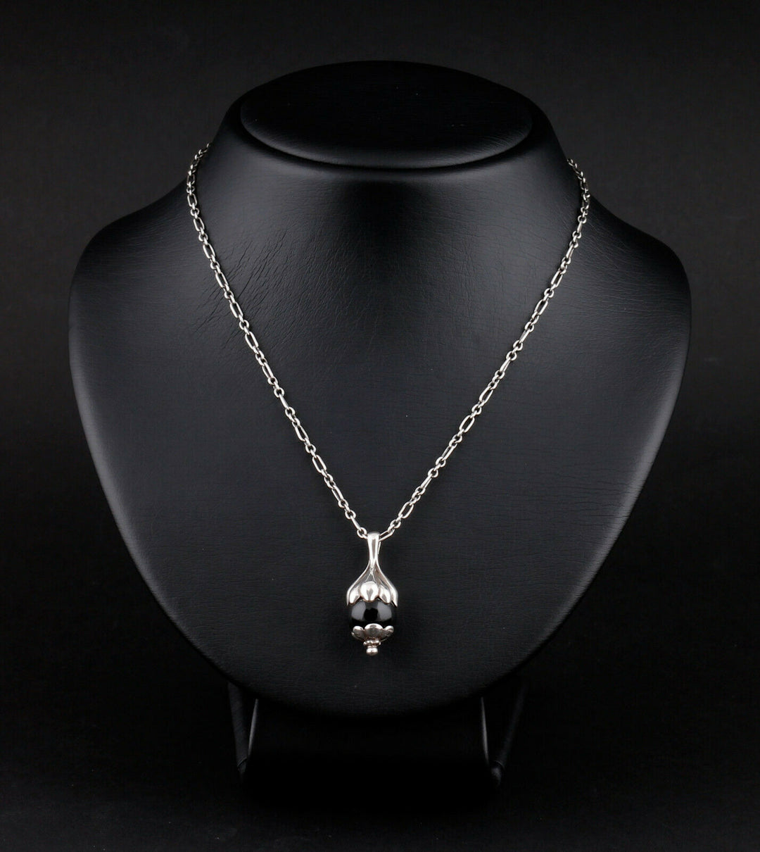 GEORG JENSEN Sterling Pendant Of The Year 1991, Onyx / Black Agate. VERY RARE!
