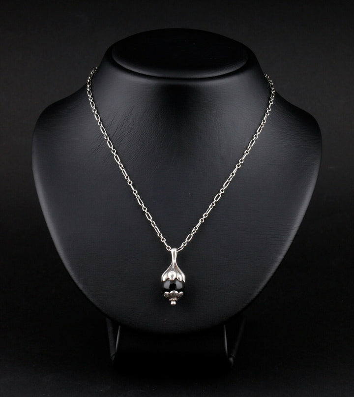 GEORG JENSEN Sterling Pendant Of The Year 1991, Onyx / Black Agate. VERY RARE!