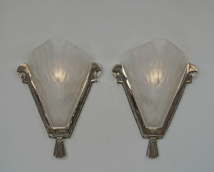 デュゲ　1930年フランス アール・デコ　ウォールスコーン　大型ペア