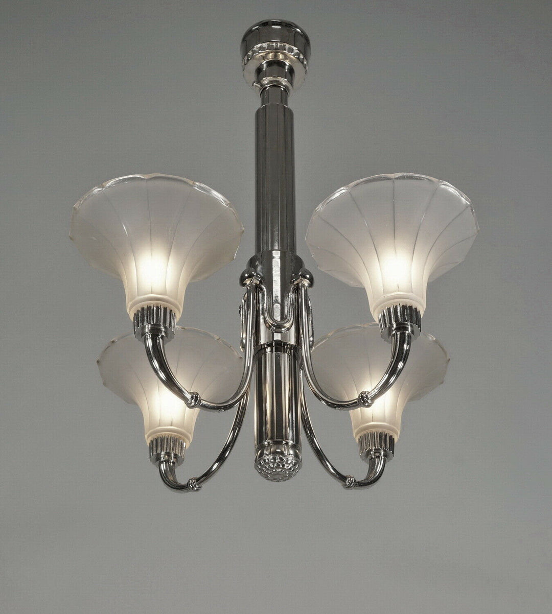 PETITOT : 1935 FRENCH ART DECO CHANDELIER ........ modernist lustre machine age