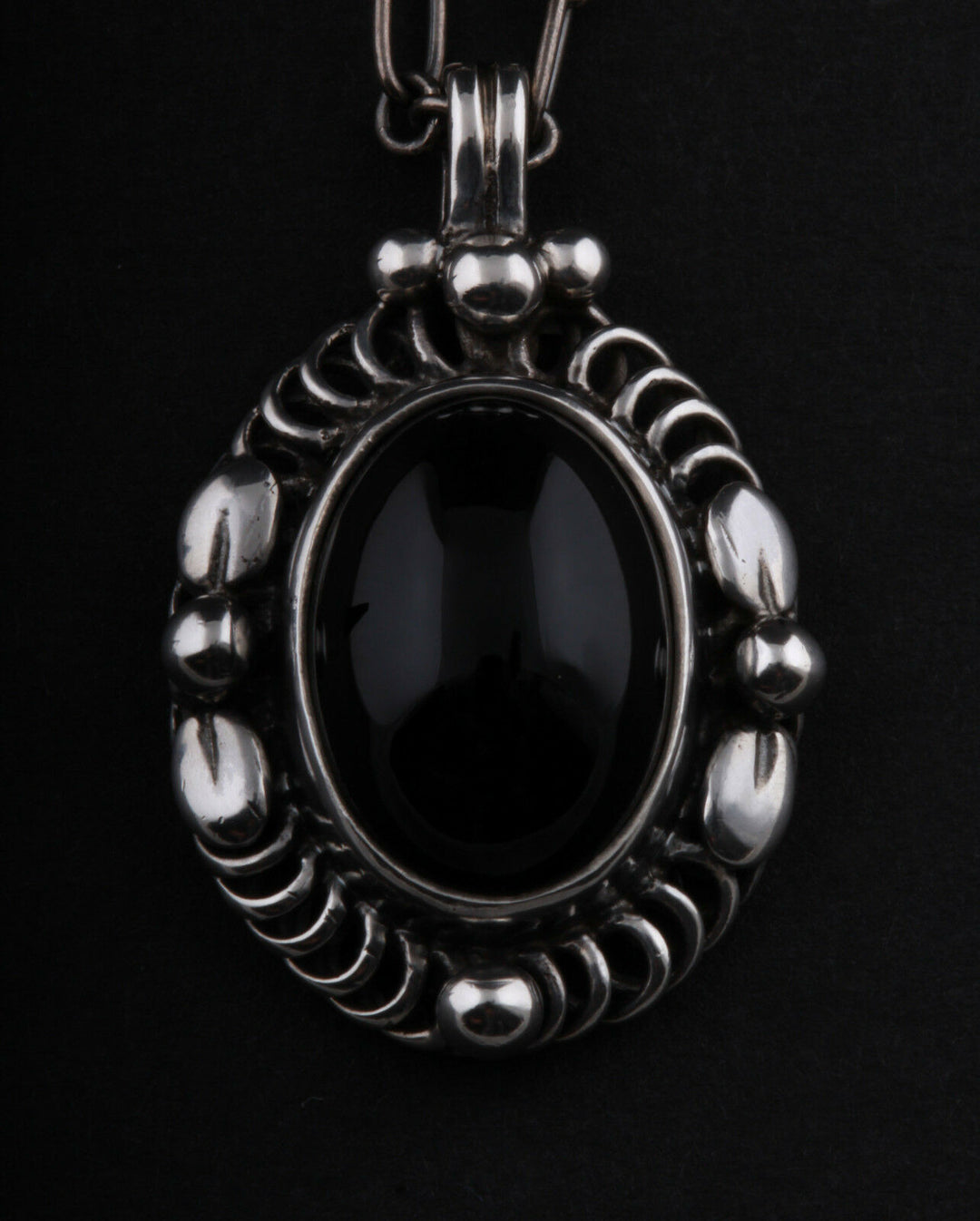 GEORG JENSEN Sterling Silver Pendant Of The Year 1995 / 2015 with Black Agate