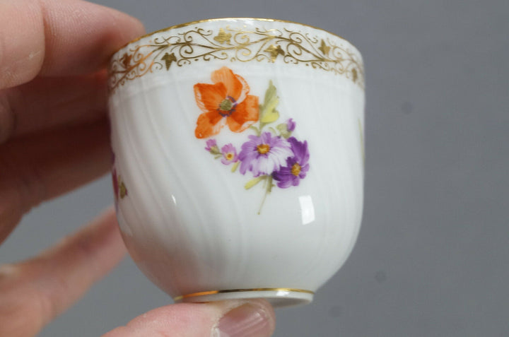 KPM Berlin Hand Painted Floral & Gold Demitasse Cup & Saucer Circa 1870 - 1945