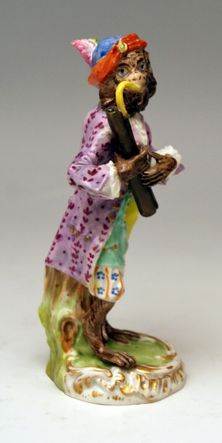 邁森 MEISSEN マイセン FIGUR AFFENKAPELLE FAGOTTIST MONKEY ORCHESTRA NR: 18 UM 1840