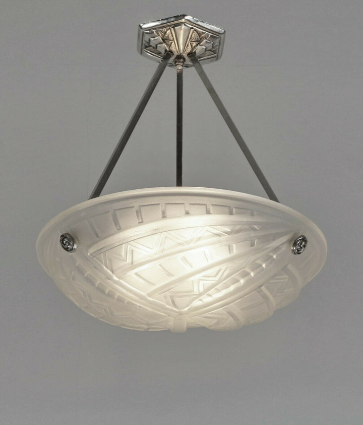 NOVERDY : FRENCH 1930 ART DECO PENDANT CHANDELIER ... suspension lamp muller era