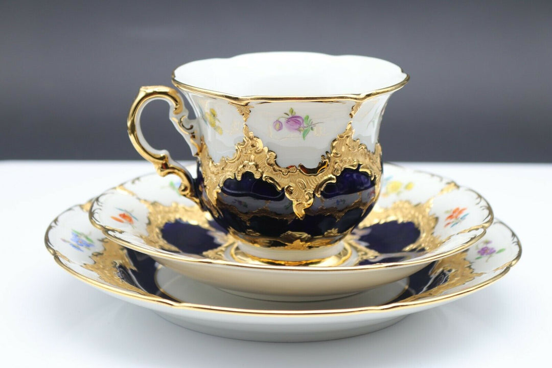 マイセンBフォーム コーヒーセット コバルトブルー小花に金彩
