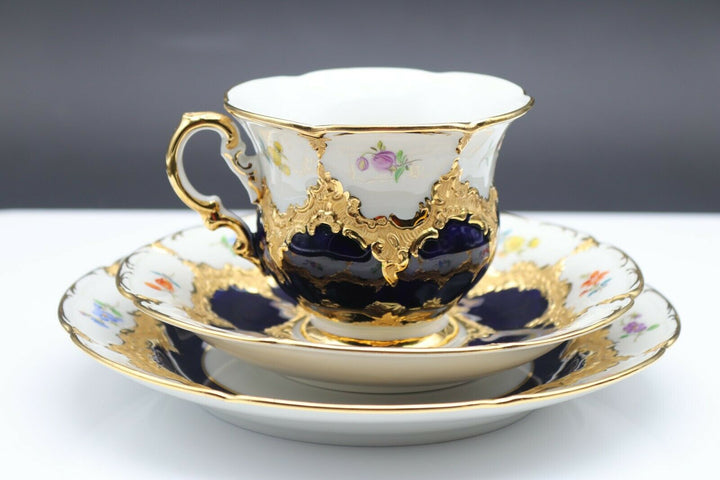 マイセンBフォーム コーヒーセット コバルトブルー小花に金彩