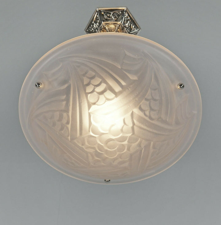 DEGUE : FRENCH 1930 ART DECO CHANDELIER .......... pendant Negra lamp muller era