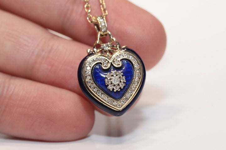 アンティーク ビクトリア朝スタイル 14K ゴールド 天然ダイヤモンド ハートネックレス