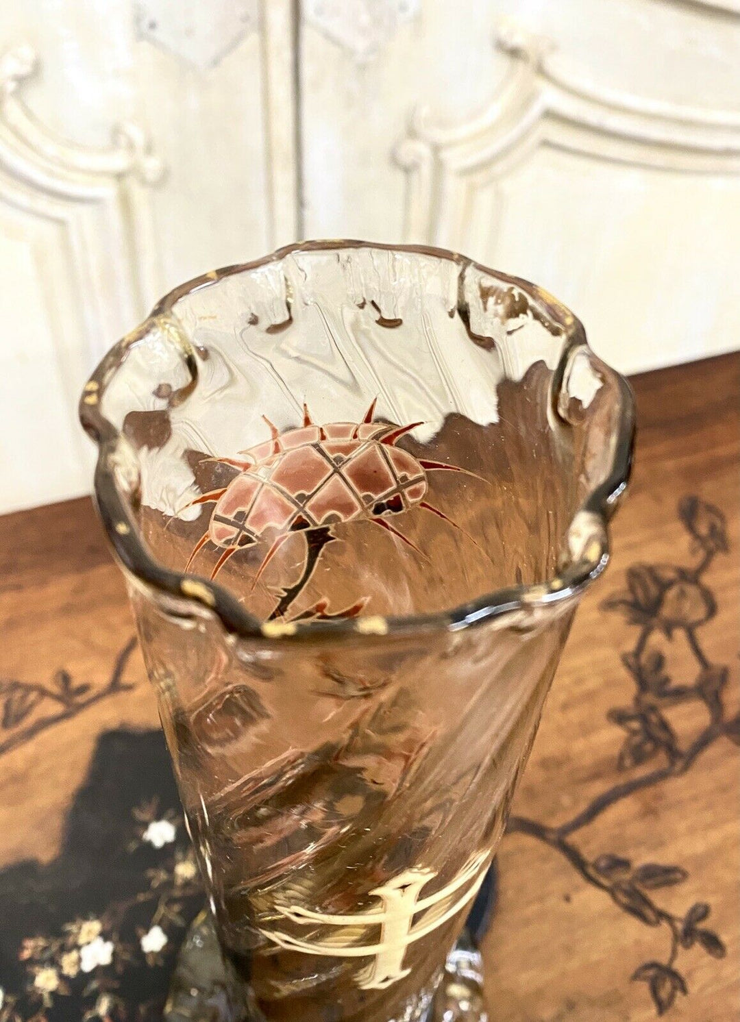 Émile Gallé - Vase Tube En Verre Dit «Chardon De Lorraine», Art Nouveau - 27cm