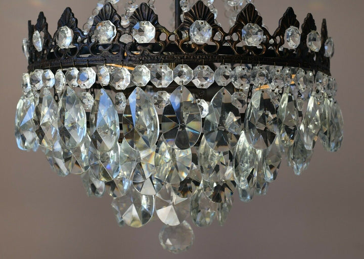 Antique/ Vintage Lighting, Old Crystal Chandelier,Hom