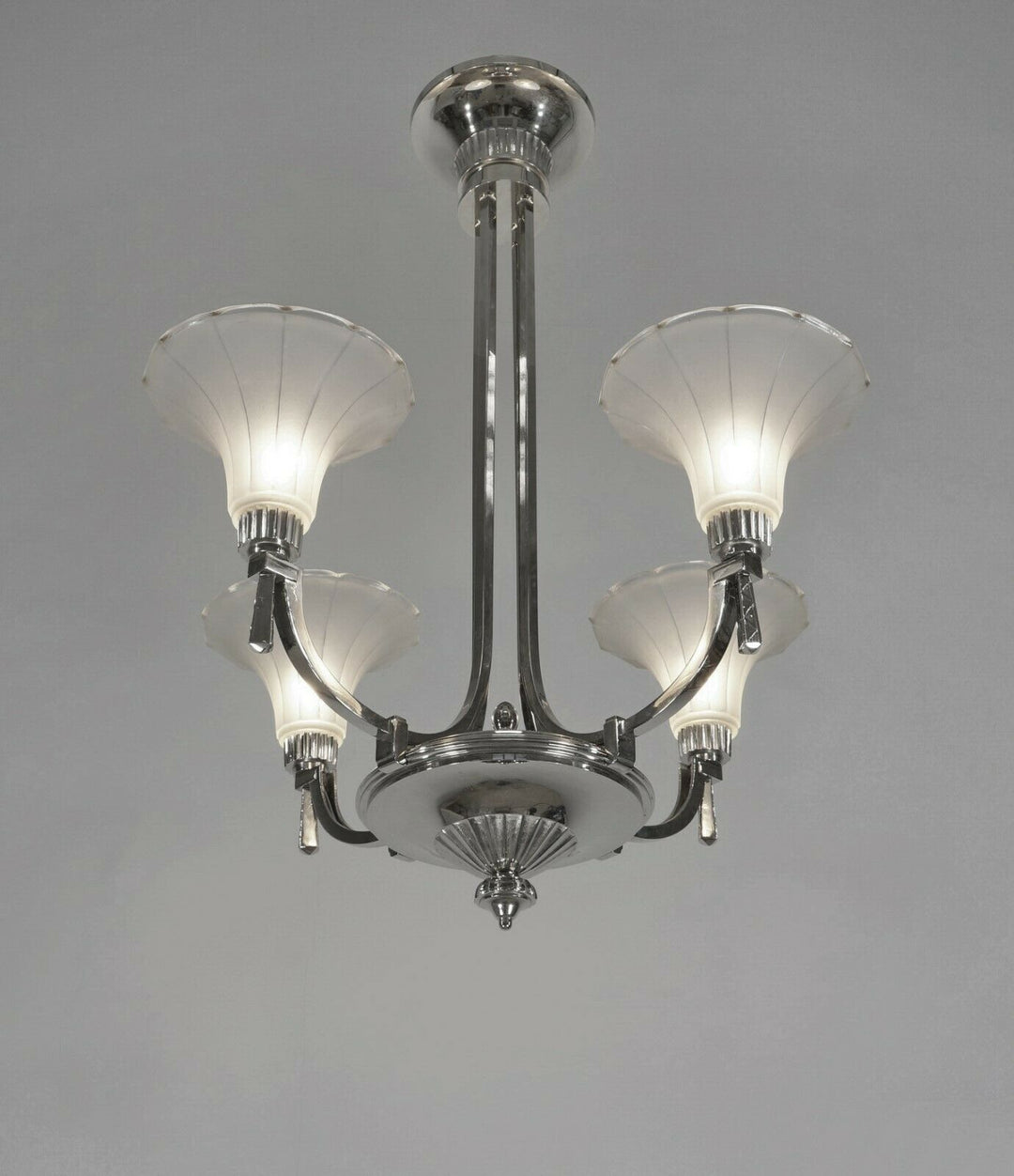 PETITOT : 1935 FRENCH ART DECO CHANDELIER ....... modernist lustre machine age