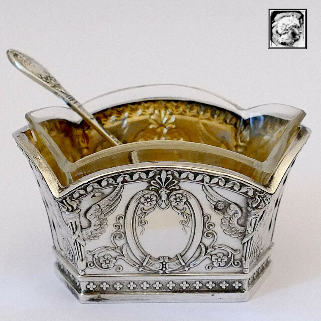 Lapparra Masterpiece French Sterling Silver 4 Salt Cellars, Box, Empire