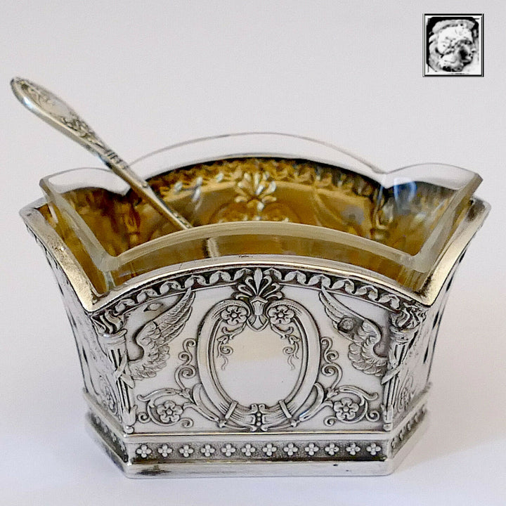 Lapparra Masterpiece French Sterling Silver 4 Salt Cellars, Box, Empire