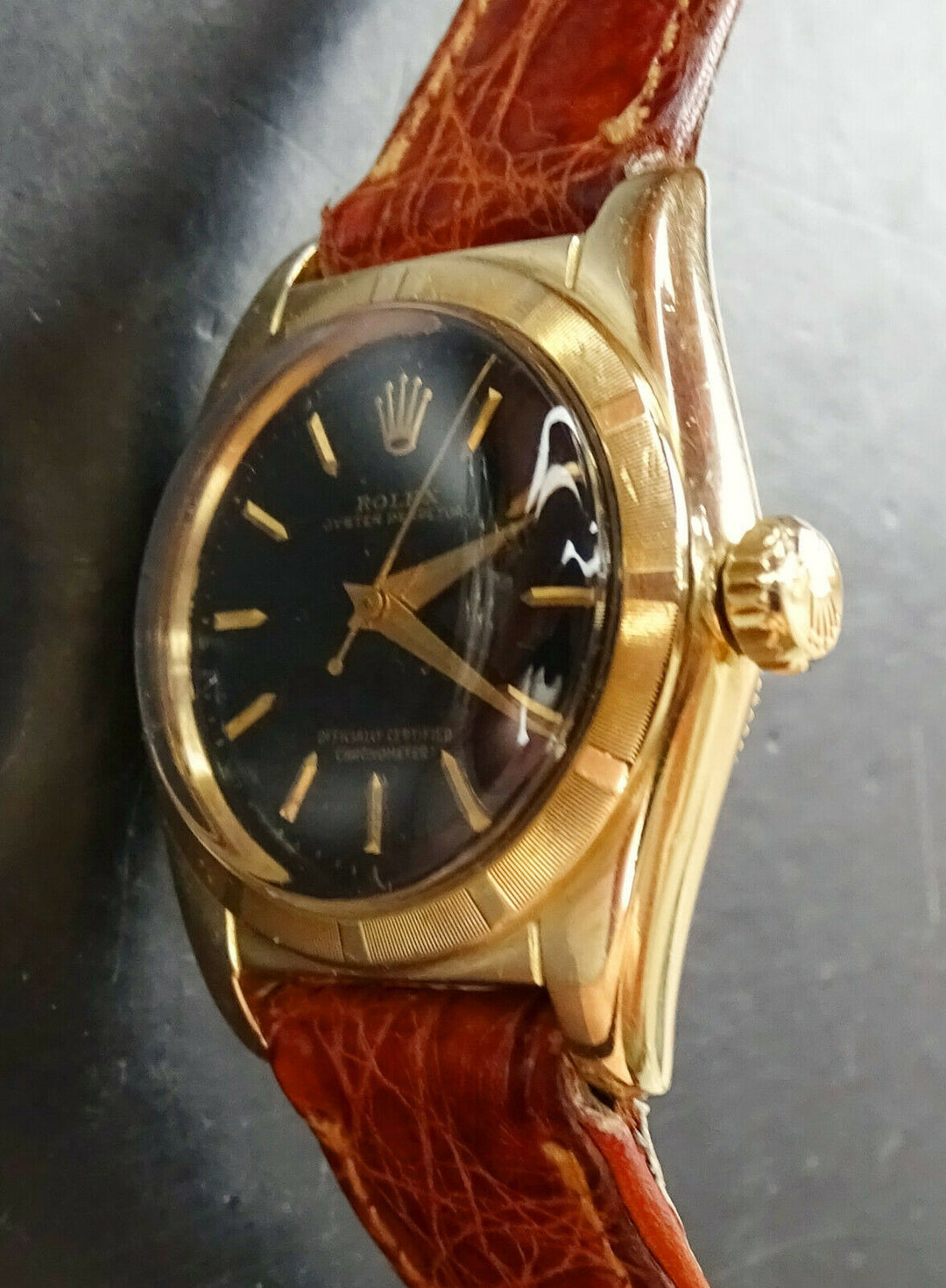 ♛ Rolex Oyster Bubble Back 5011 Yellow Gold 14K 585 Automatic Chronometer 1950s