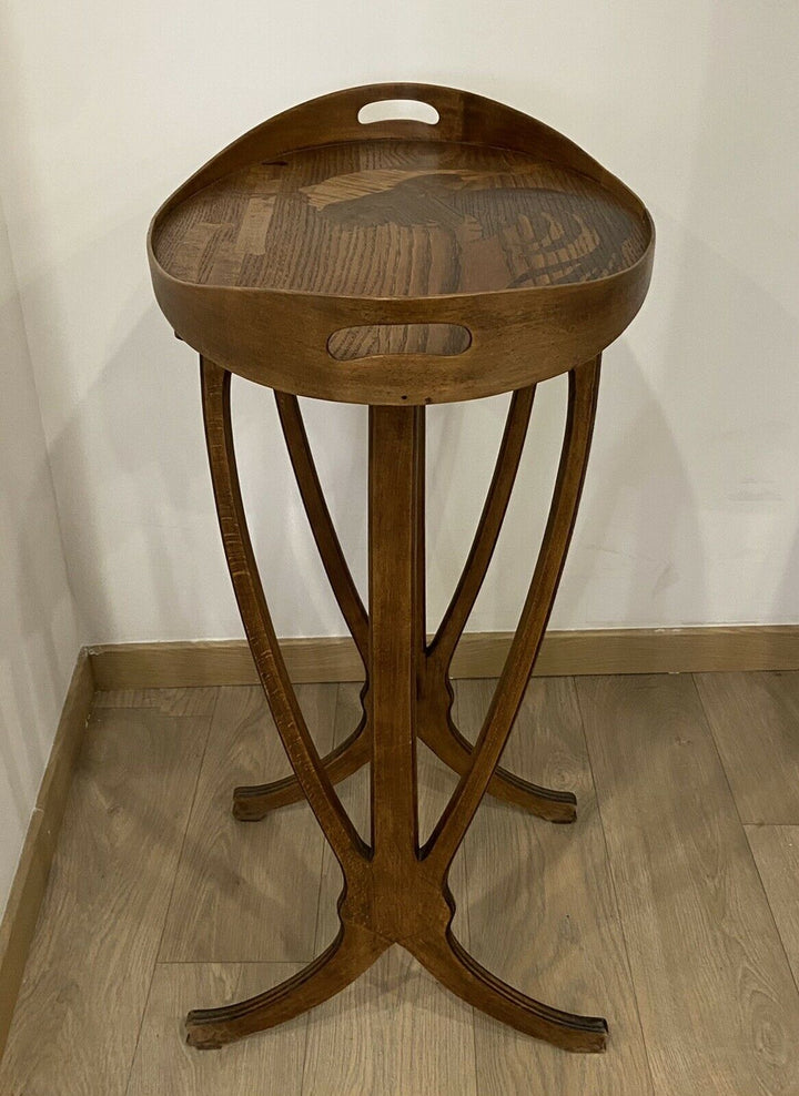 ÉLÉGANTE TABLE DE SALON PARLANTE COQ SIGNÉ GALLE ÉPOQUE ART NOUVEAU MARQUETERIE
