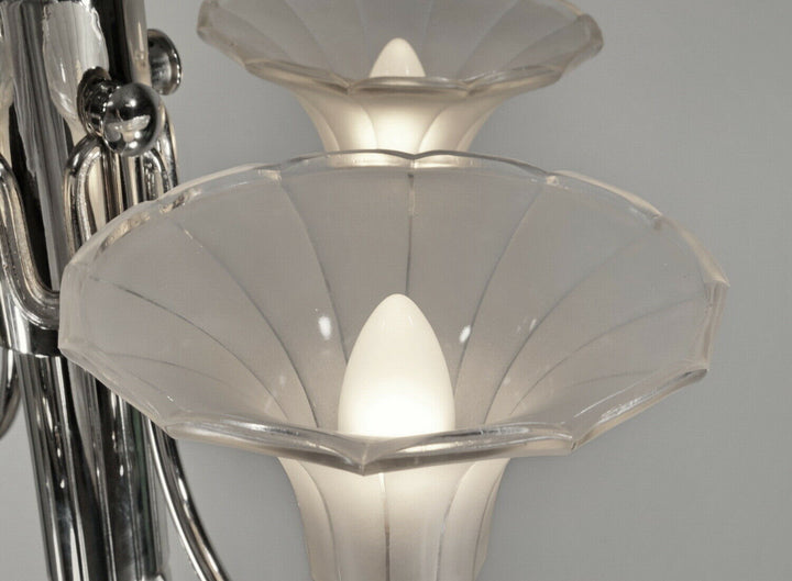 PETITOT : 1935 FRENCH ART DECO CHANDELIER ........ modernist lustre machine age