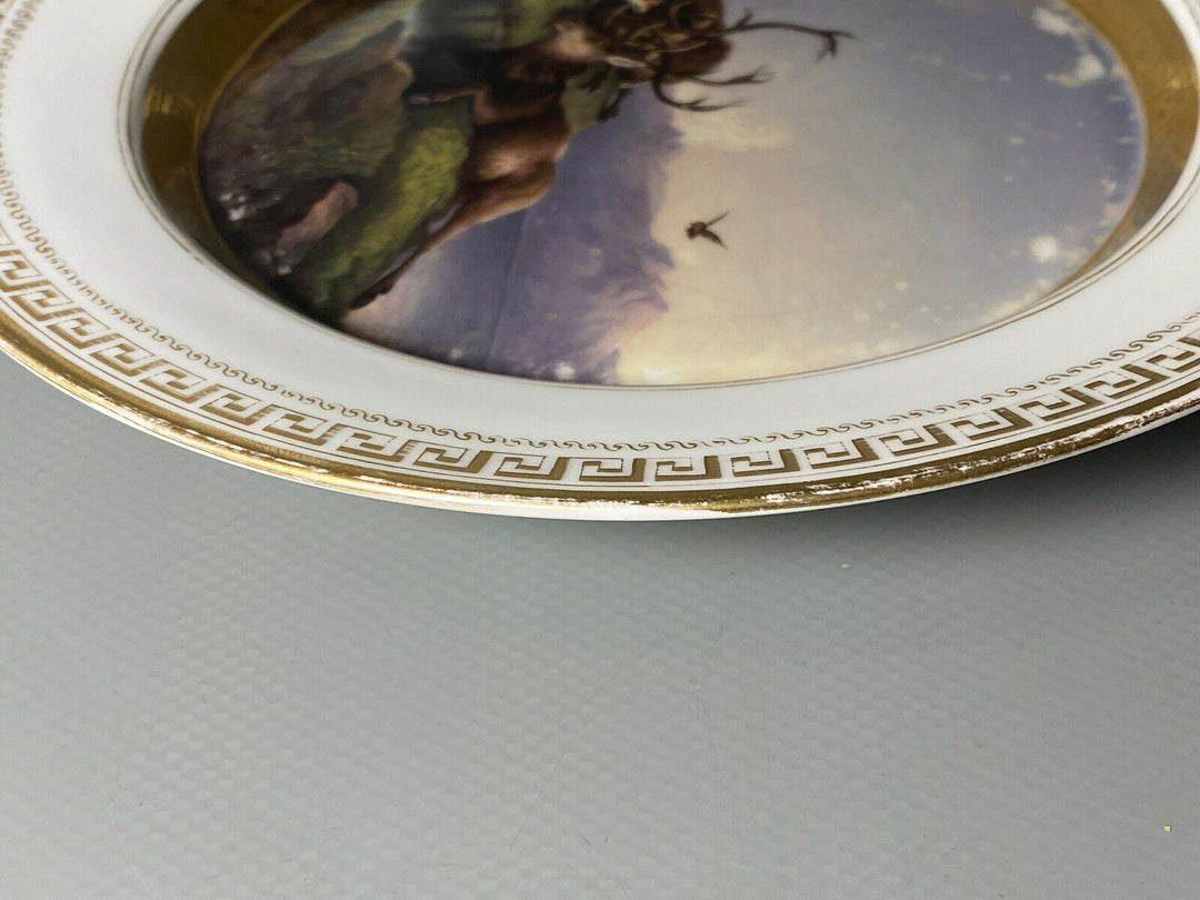 KPM BERLIN TELLER JAGDMOTIV WILDMALEREI HIRSCHE FUCHS LANDSCHAFT 1.WAHL UM 1849