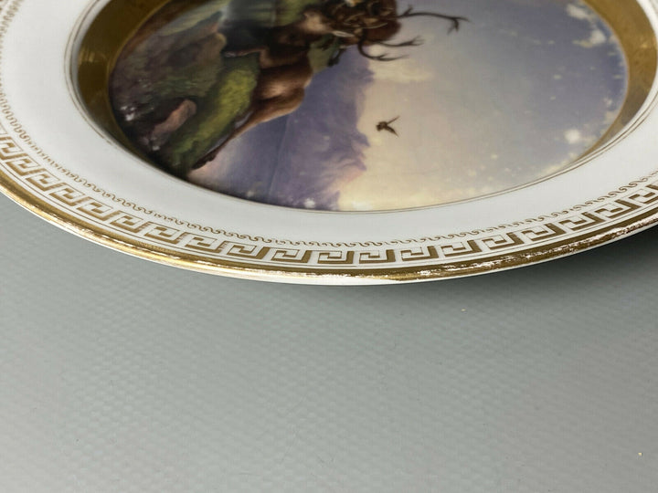 KPM BERLIN TELLER JAGDMOTIV WILDMALEREI HIRSCHE FUCHS LANDSCHAFT 1.WAHL UM 1849