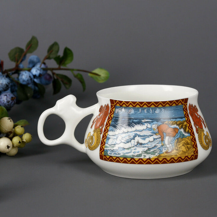 Imperial Porcelain Teacup & Saucer TALE OF THE FISHERMAN AND FISH, LOMONOSOV
