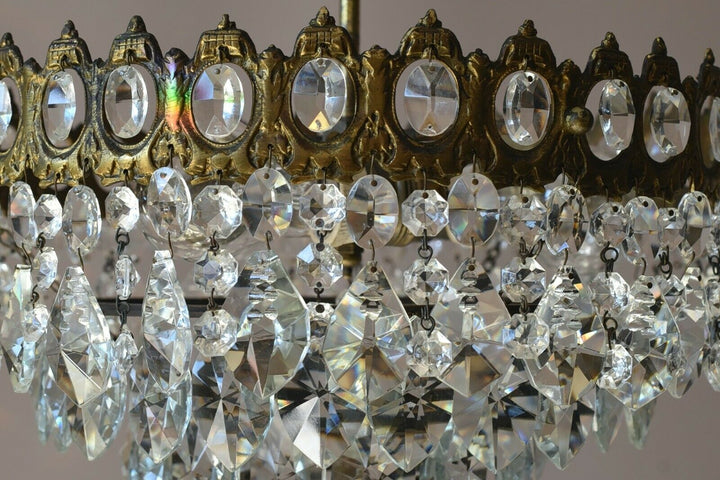 Low Ceiling / Flush Crystal Chandelier, Antique Wedding lighting Vintage Pendant