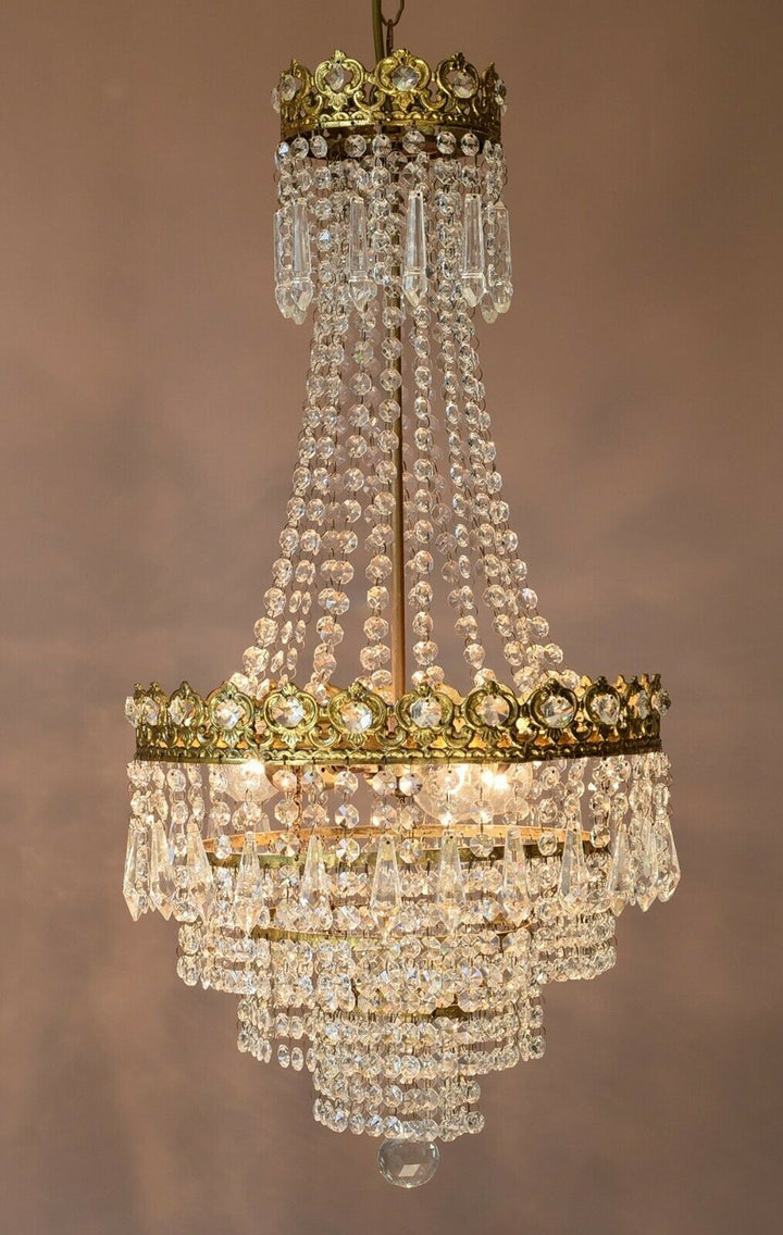 Vintage Crystal Chandelier, Antique French Style Lighting, lamp, Home Lighting