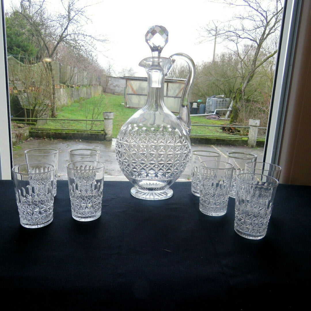 service à liqueur 9 verres 1 carafe en cristal taillé de baccarat