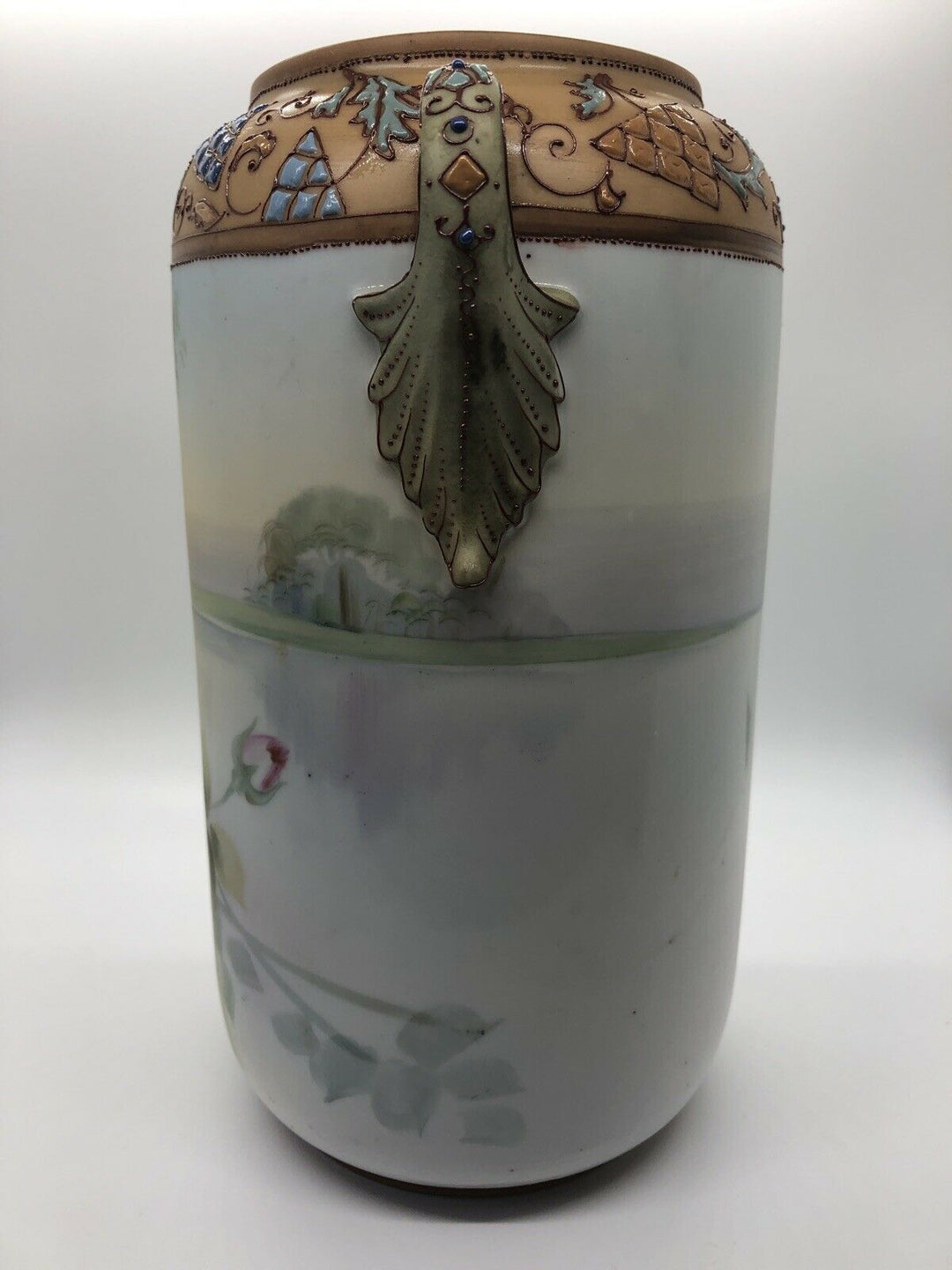 Large NIPPON NORITAKE FLORAL VASE Antique Soft Matte Finish