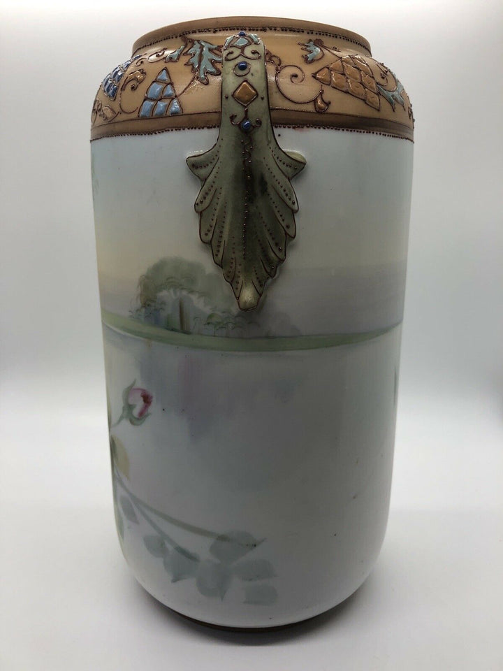 Large NIPPON NORITAKE FLORAL VASE Antique Soft Matte Finish