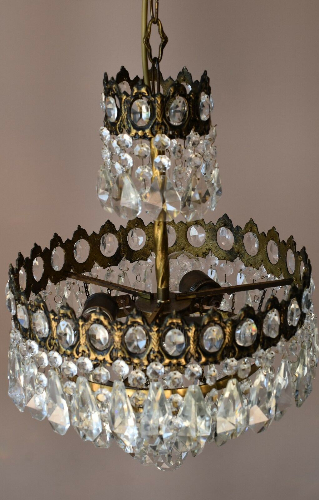 French Empire Antique / Vintage Crystal Chandelier, Home İnterior Lamp Pendant