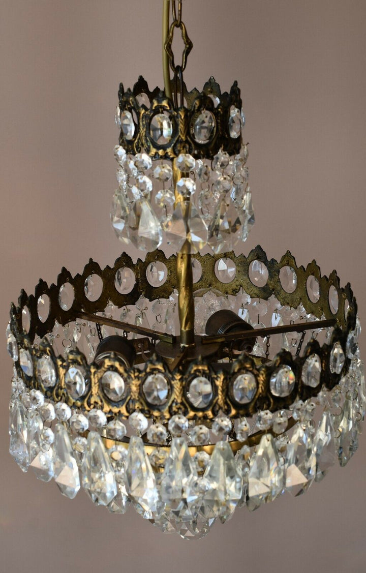French Empire Antique / Vintage Crystal Chandelier, Home İnterior Lamp Pendant