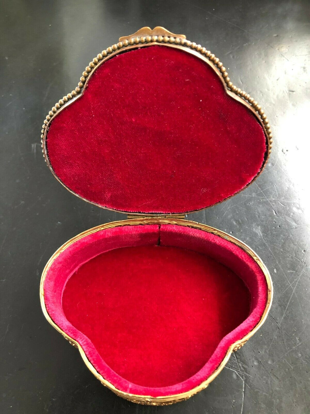 ANTIQUE FRENCH HINGED BRONZE BOX WITH LIMOGE HAND PAINTED ENAMEL